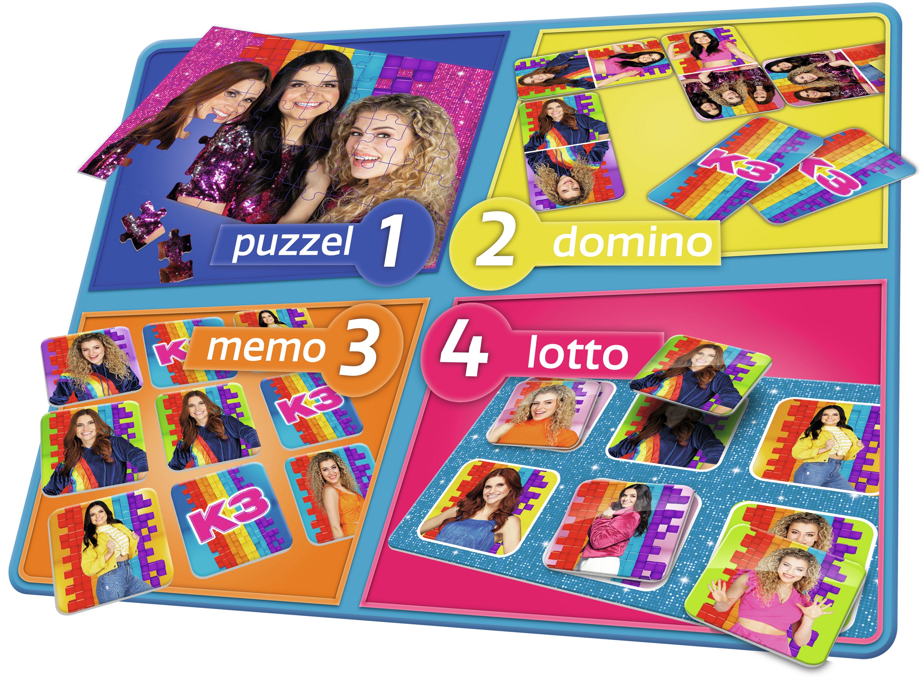 K3 Spel "Memo, domino, puzzel en lotto" – 4 in 1