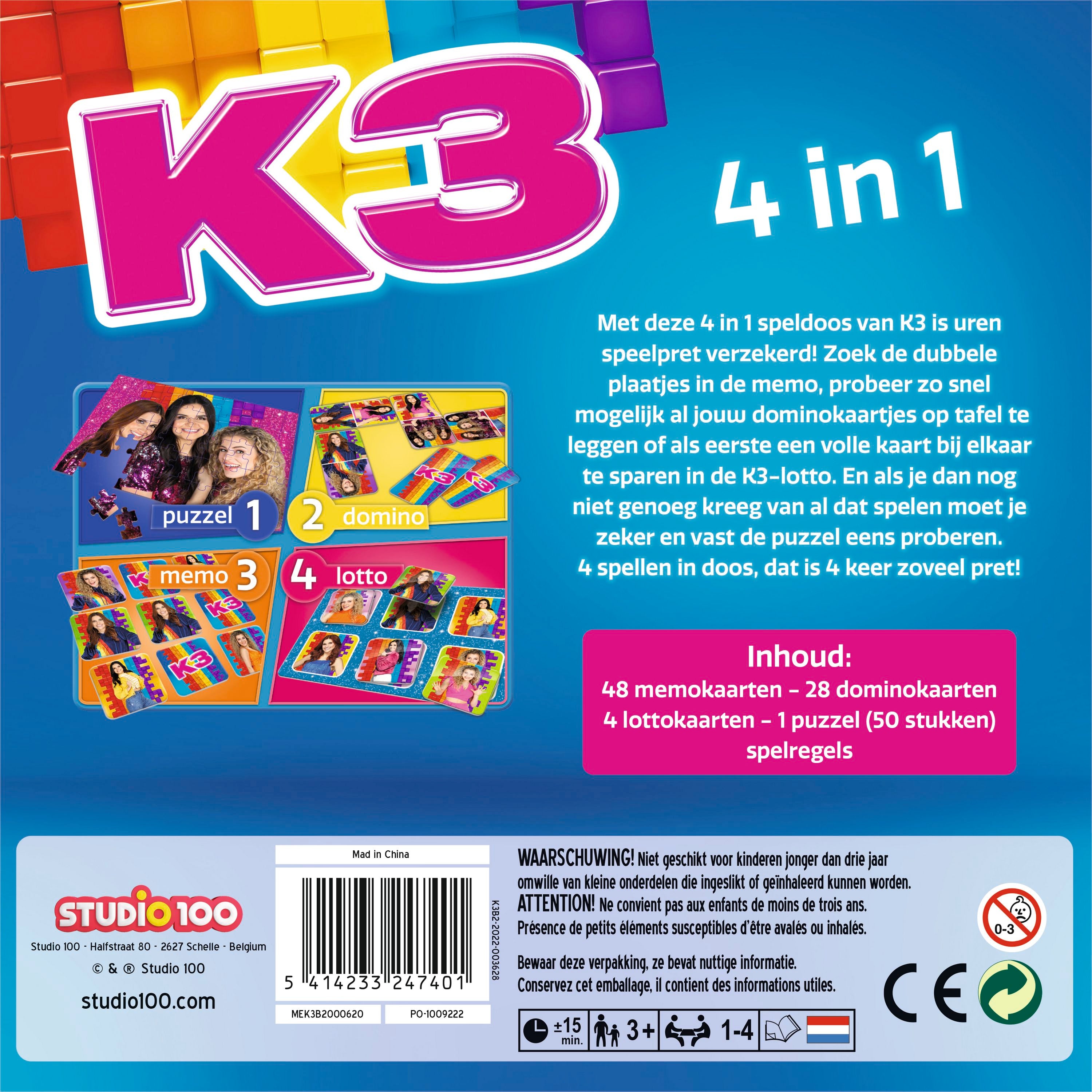 K3 Spel "Memo, domino, puzzel en lotto" – 4 in 1