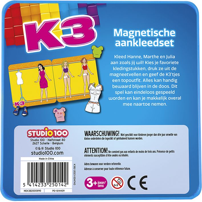 K3 Magnetische aankleedset "Met 30 aankleedstukken"