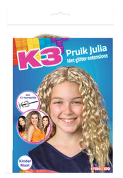K3 Verkleedaccessoire "Pruik Julia" – Met glitter-extensions en speld