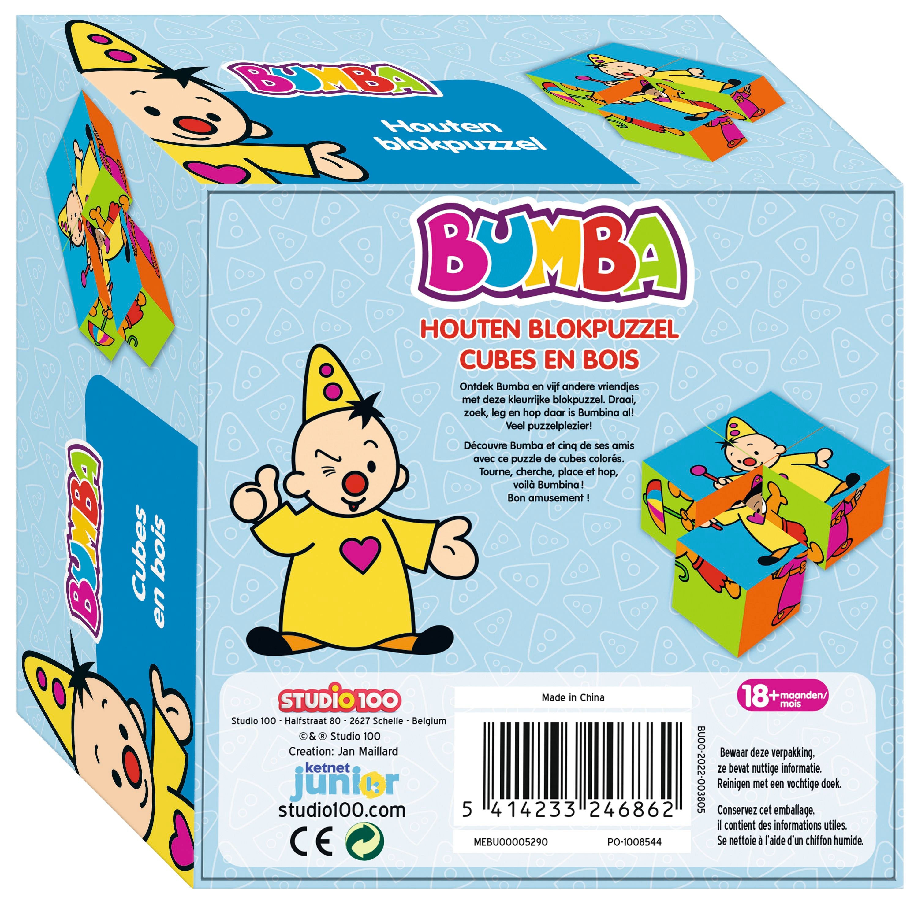 Bumba Houten kleurrijke blokpuzzel "4 blokken"