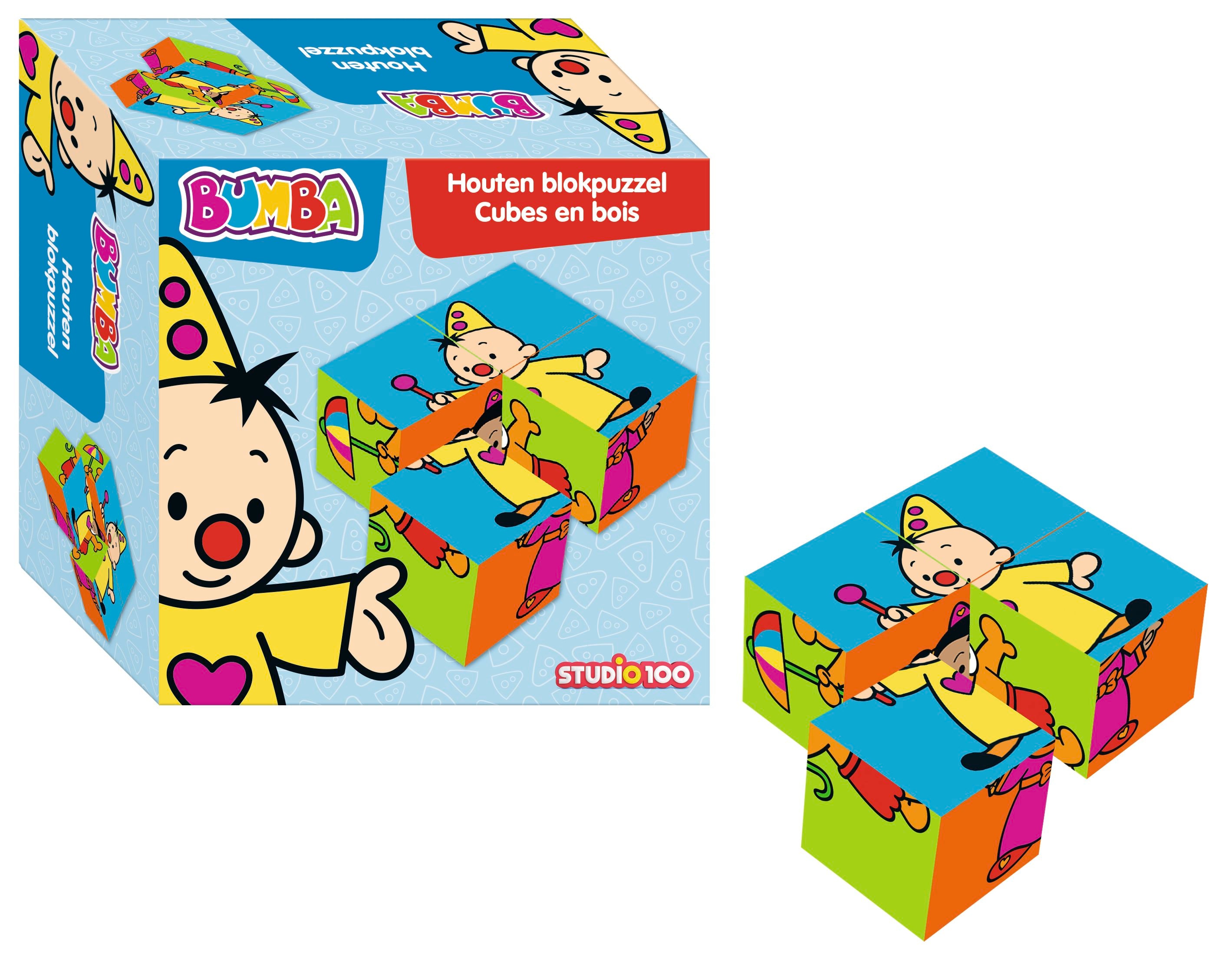 Bumba Houten kleurrijke blokpuzzel "4 blokken"