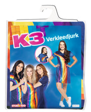 K3 Verkleedkleding "Regenboog Blauw" - Jurkje volwassenen - Maat 38/40