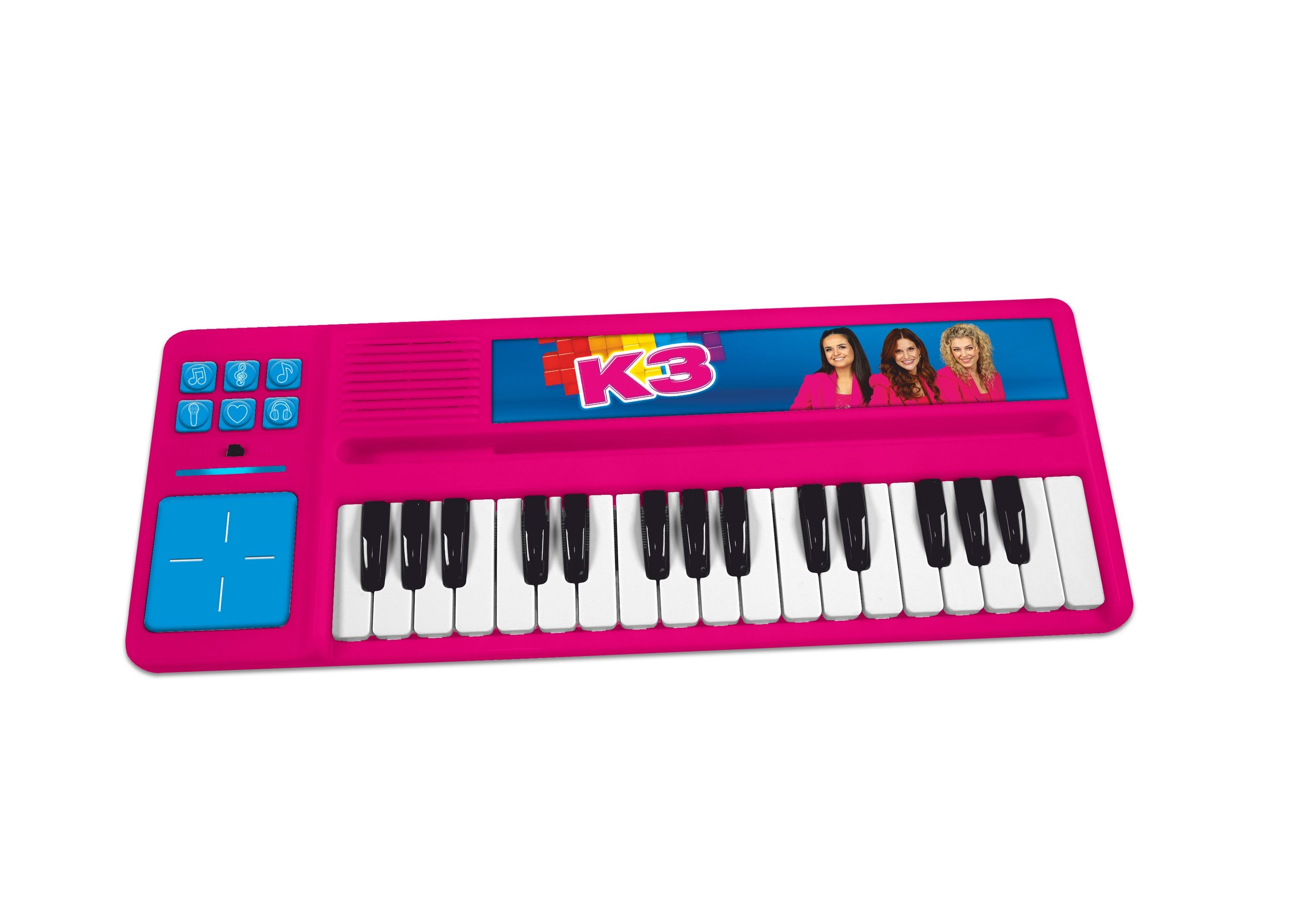K3 Speelgoedinstrument "Piano met drumpad" – Met fragmenten van 5 K3 liedjes – Roze – Batterijen inbegrepen