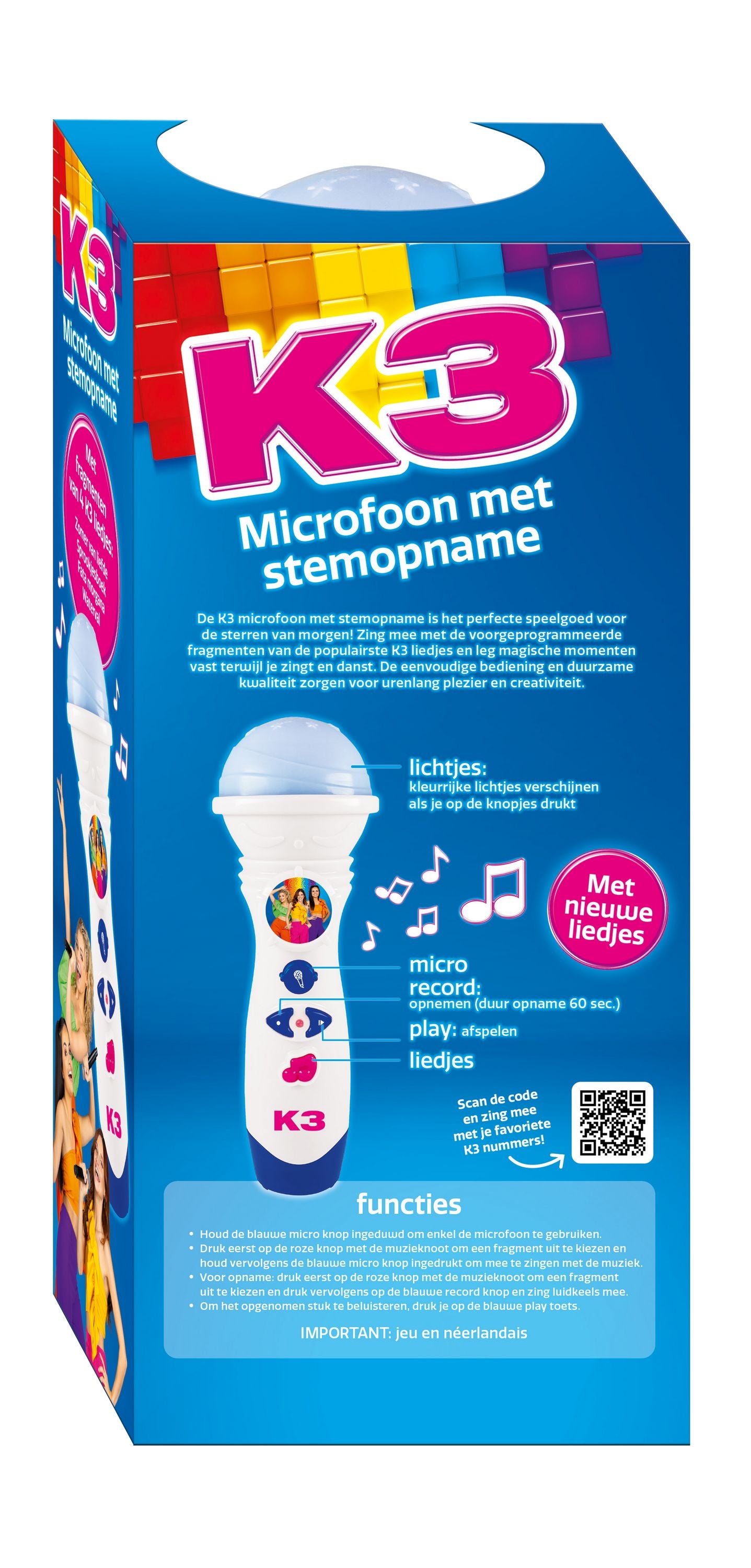 K3 Speelgoedmicrofoon "Met stemopname" – Met nieuwe liedjes – Alle Kleuren