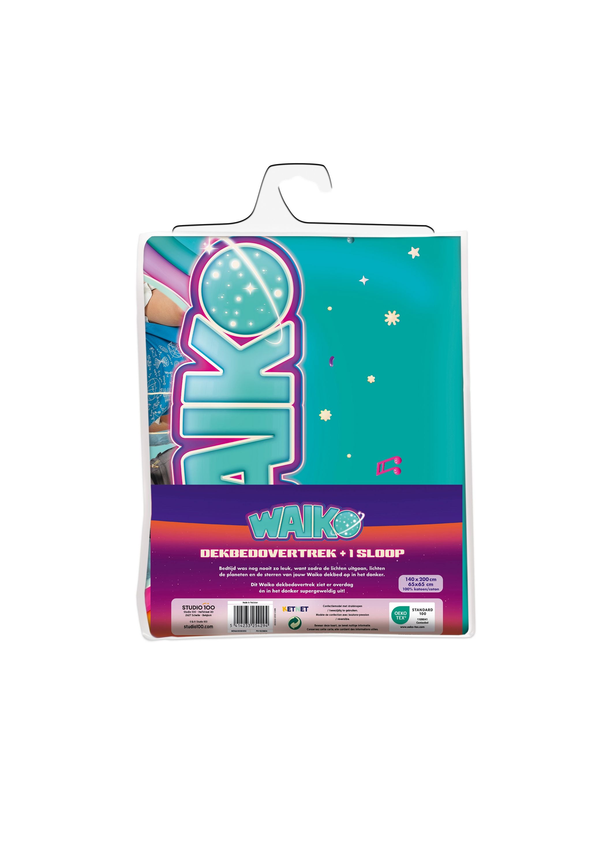 Waiko Dekbedovertrek "Glow in the Dark" – Plus 1 sloop – 140 x 200 cm – Met drukknopen – 100% katoen – Tweezijdig te gebruiken
