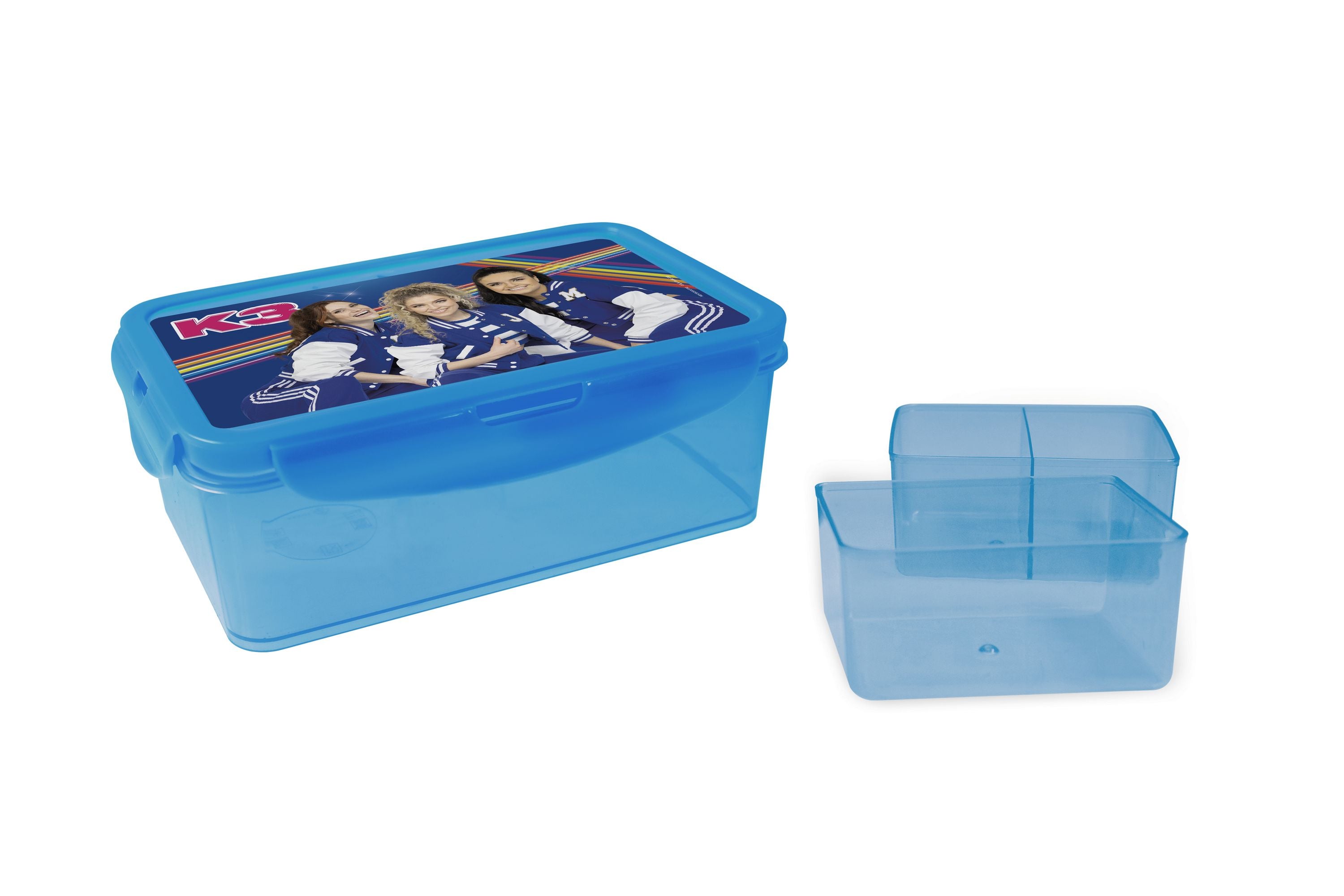 K3 Brooddoos "Bento brooddoos met extra doosjes" – Blauw transparant – Sport