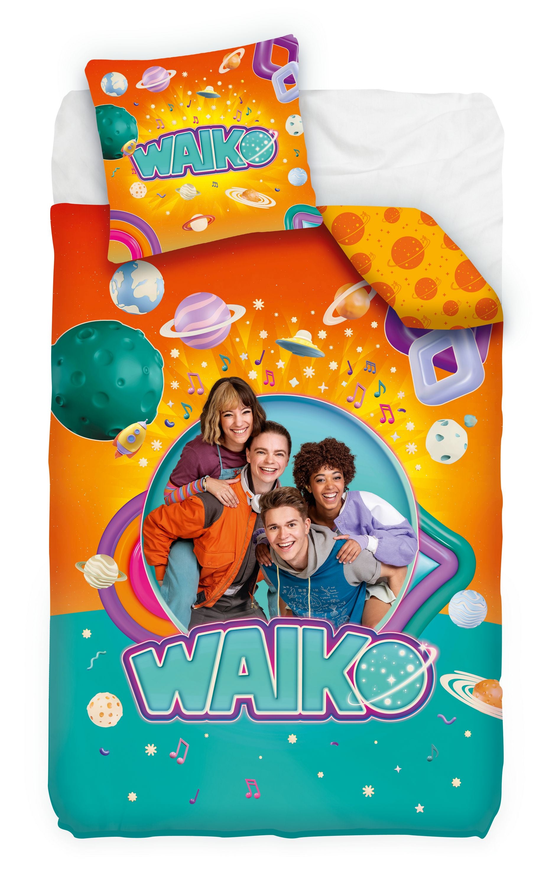 Waiko Dekbedovertrek "Glow in the Dark" – Plus 1 sloop – 140 x 200 cm – Met drukknopen – 100% katoen – Tweezijdig te gebruiken