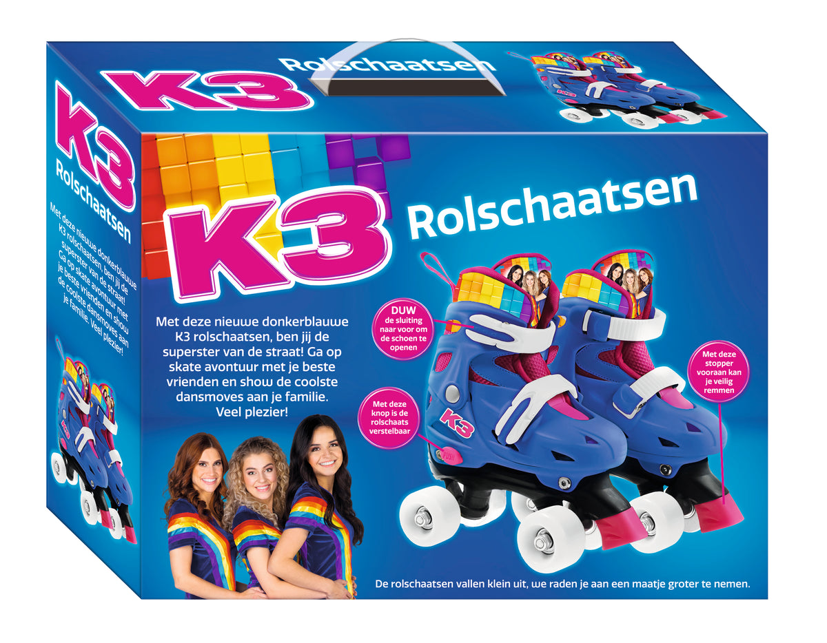 K3 Rolschaatsen "Regenboog Met verstelbare schoen" – Maat 34/37