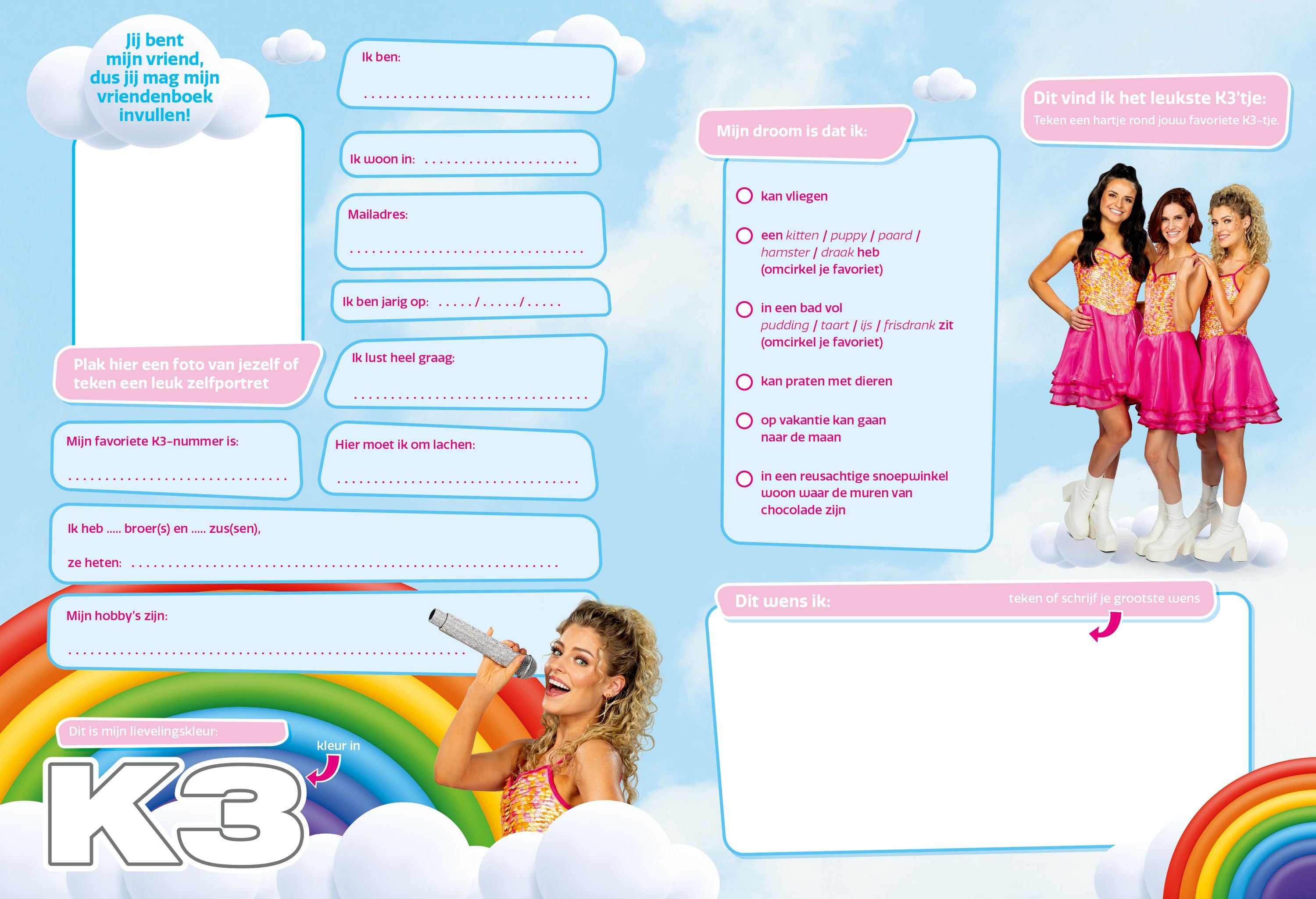 K3 Vriendenboek "Regenboog"