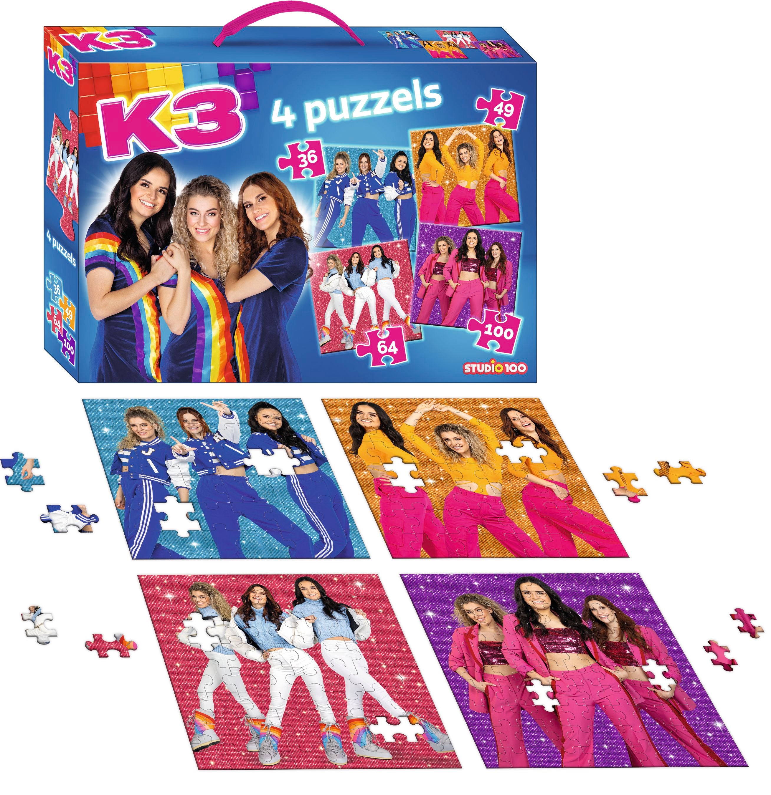 K3 Puzzel "Glitter" – 4 in 1