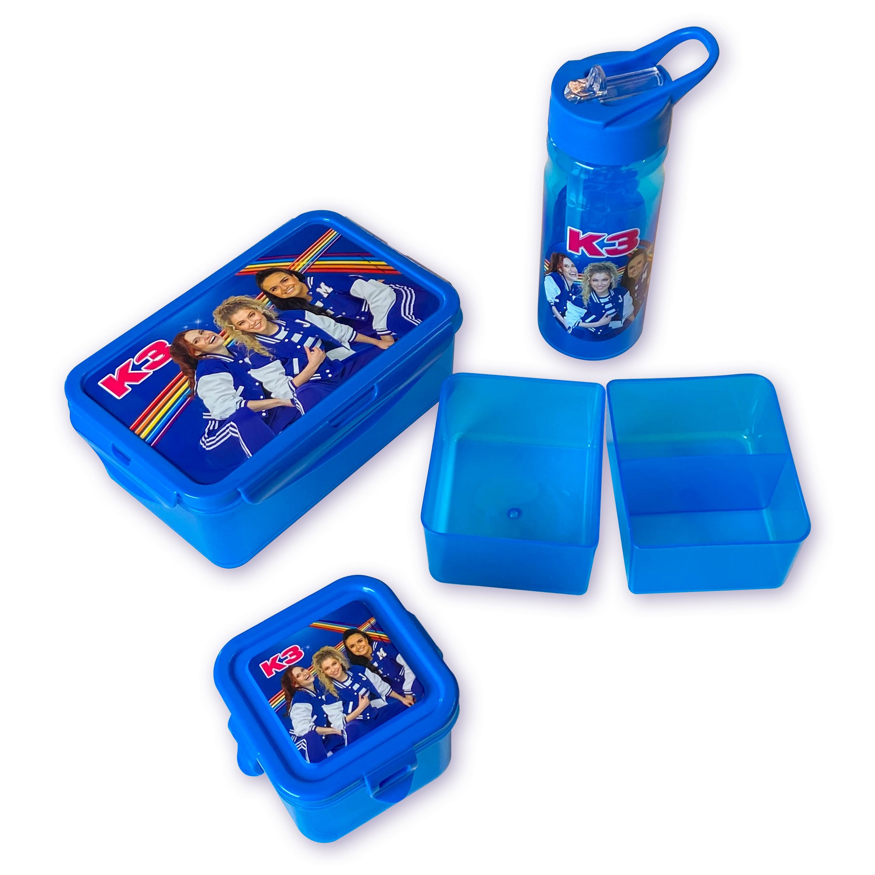 K3 Brooddoos "Bento brooddoos met extra doosjes" – Blauw transparant – Sport