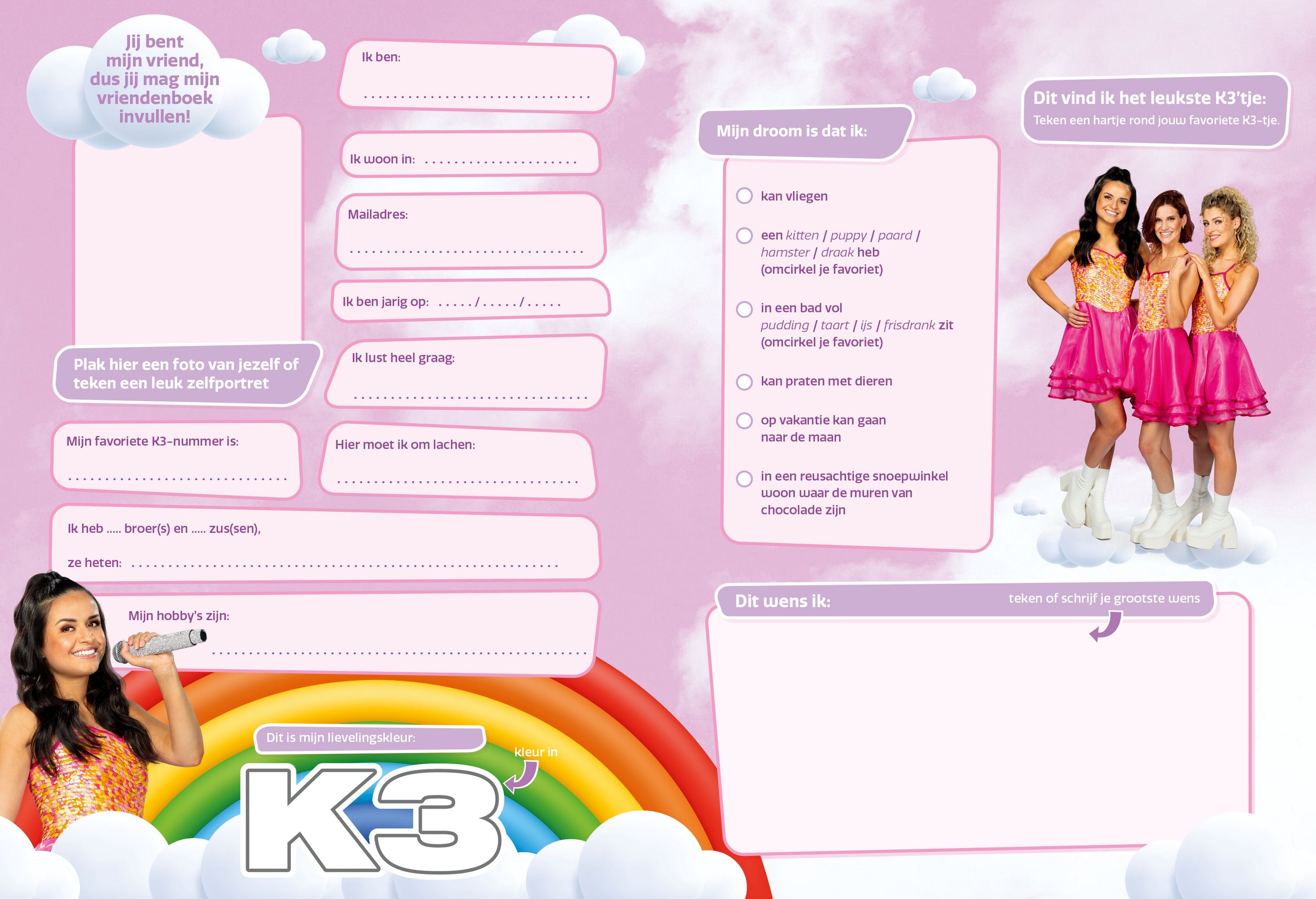 K3 Vriendenboek "Regenboog"