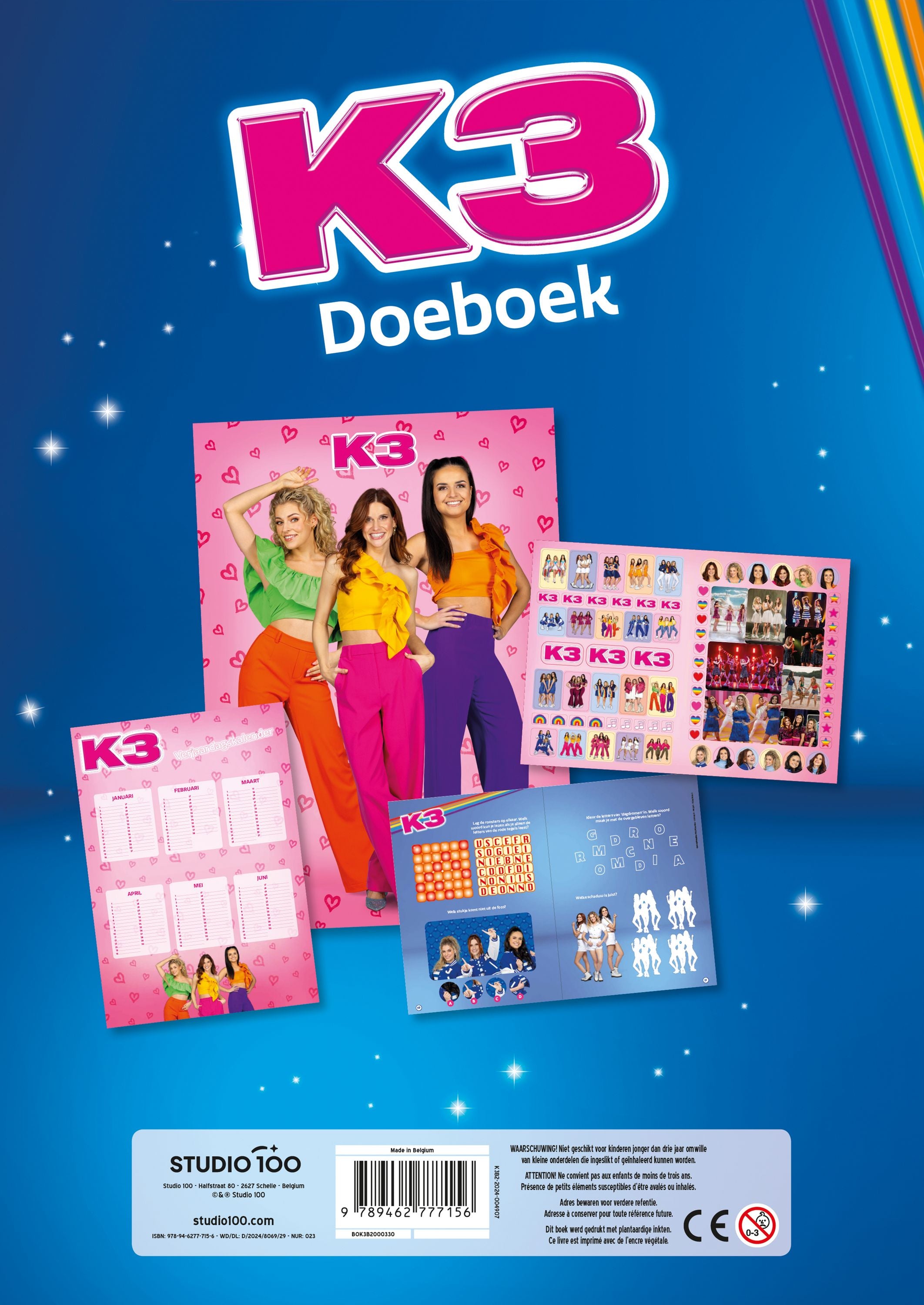 K3 Doeboek "Alle Kleuren" – Met spelletjes/kleurplaten/posters/verjaardagskalender en stickers