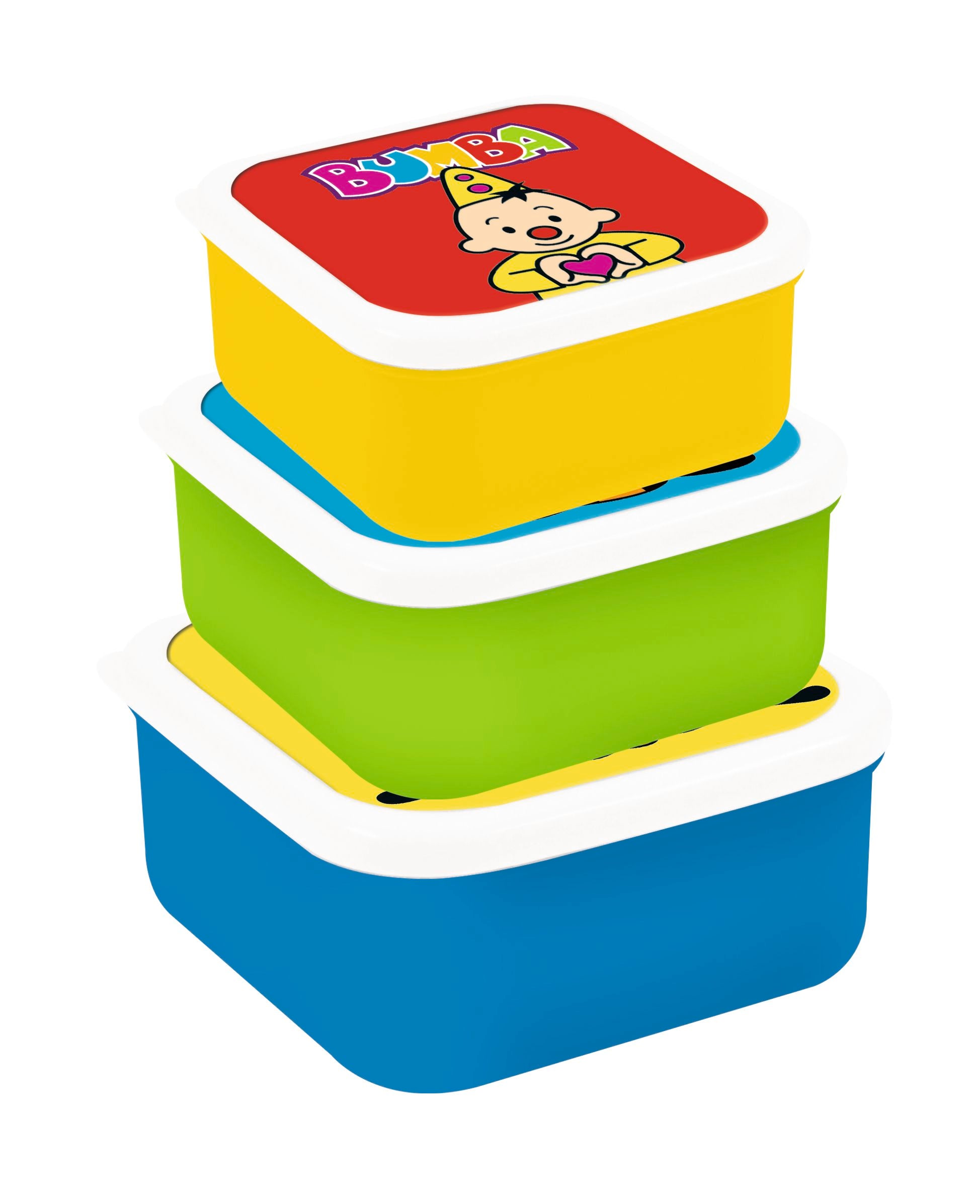Bumba Lunchbox "3 bewaardozen" – Blauw / Groen / Geel