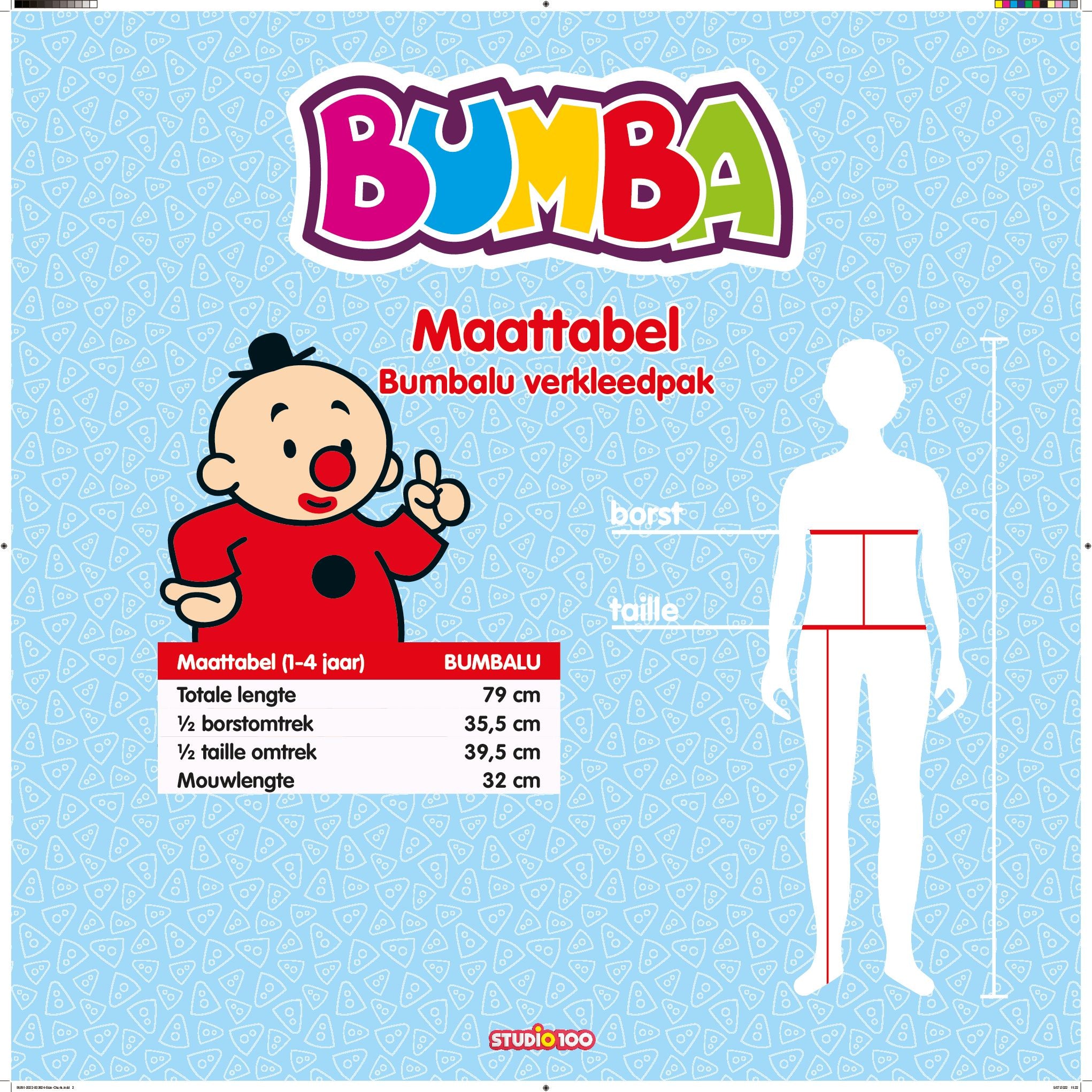 Bumba Verkleedkleding "Verkleedpak Bumbalu + hoed" – 1-4 Jaar – Maat 98/104