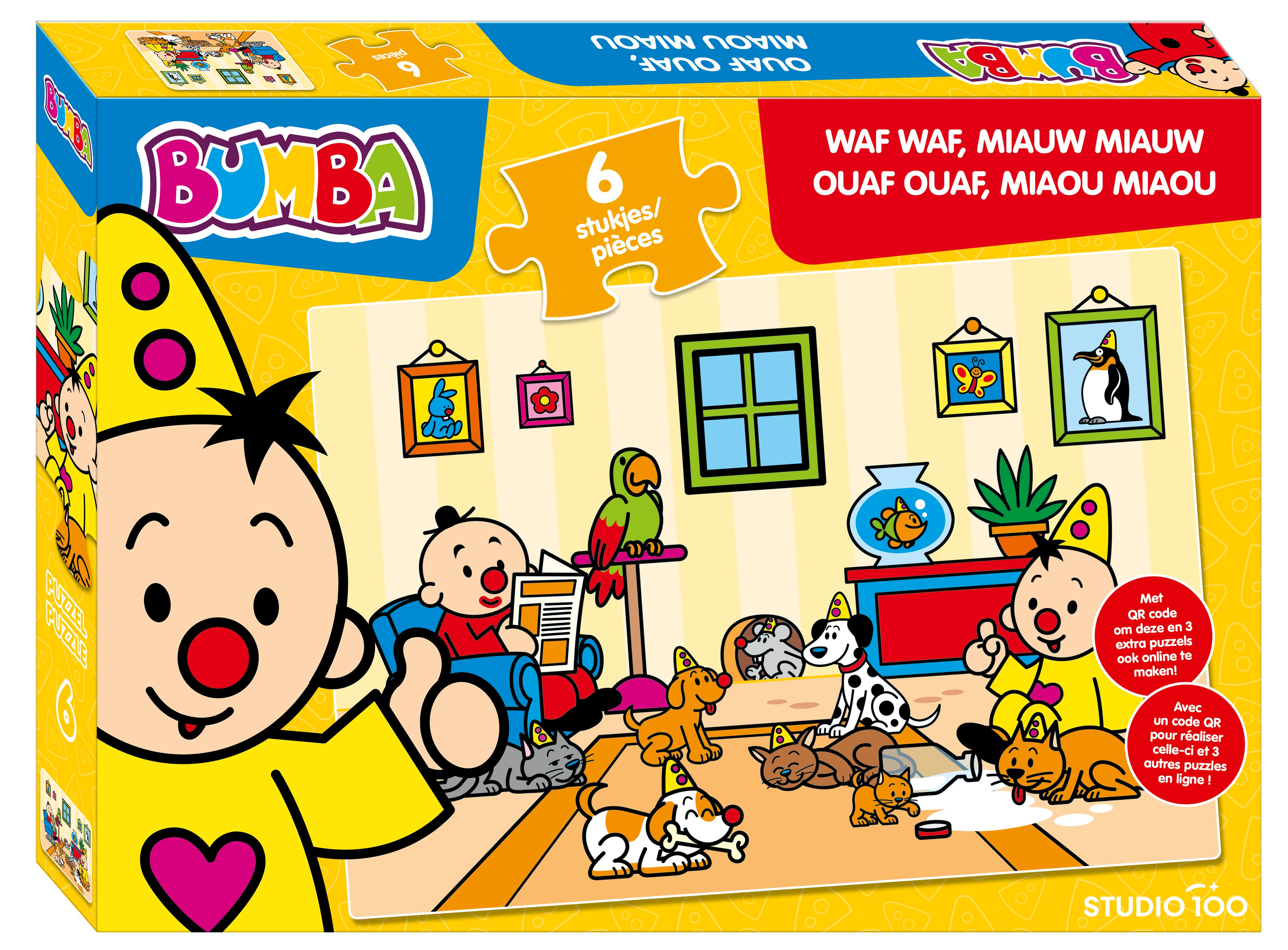 Bumba Puzzel Waf waf, miauw miauw - 6 stukken