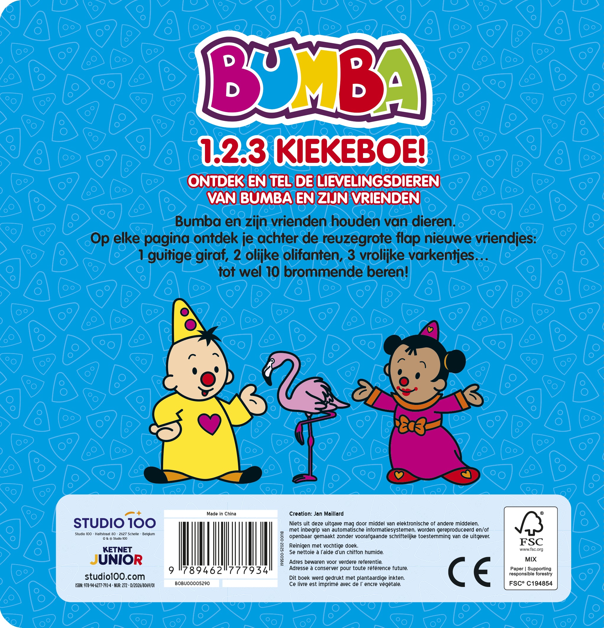Bumba Kartonboek - 1, 2 , 3 Kiekeboe! (Fsc Mix 70%)