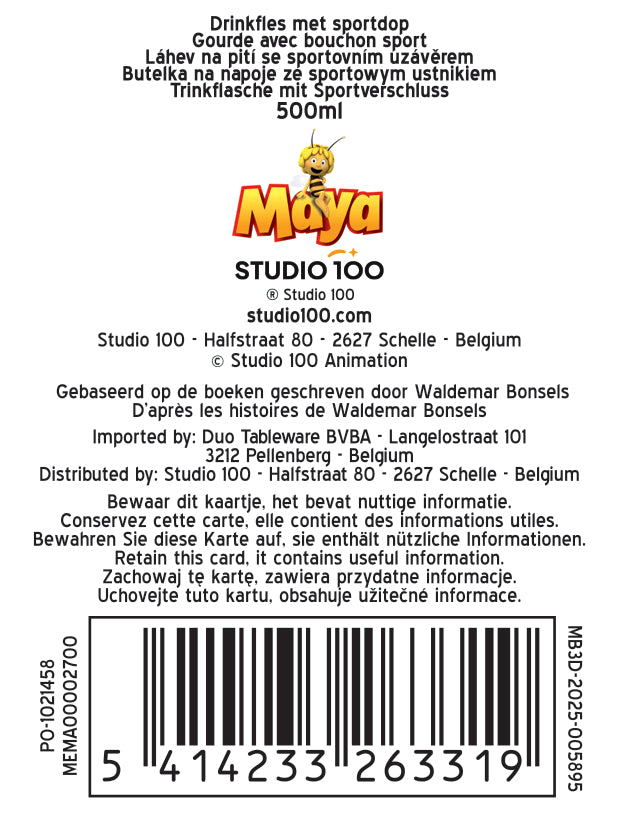 Maya de Bij Drinkfles Met Sportdop - Kinderfles voor School en Onderweg