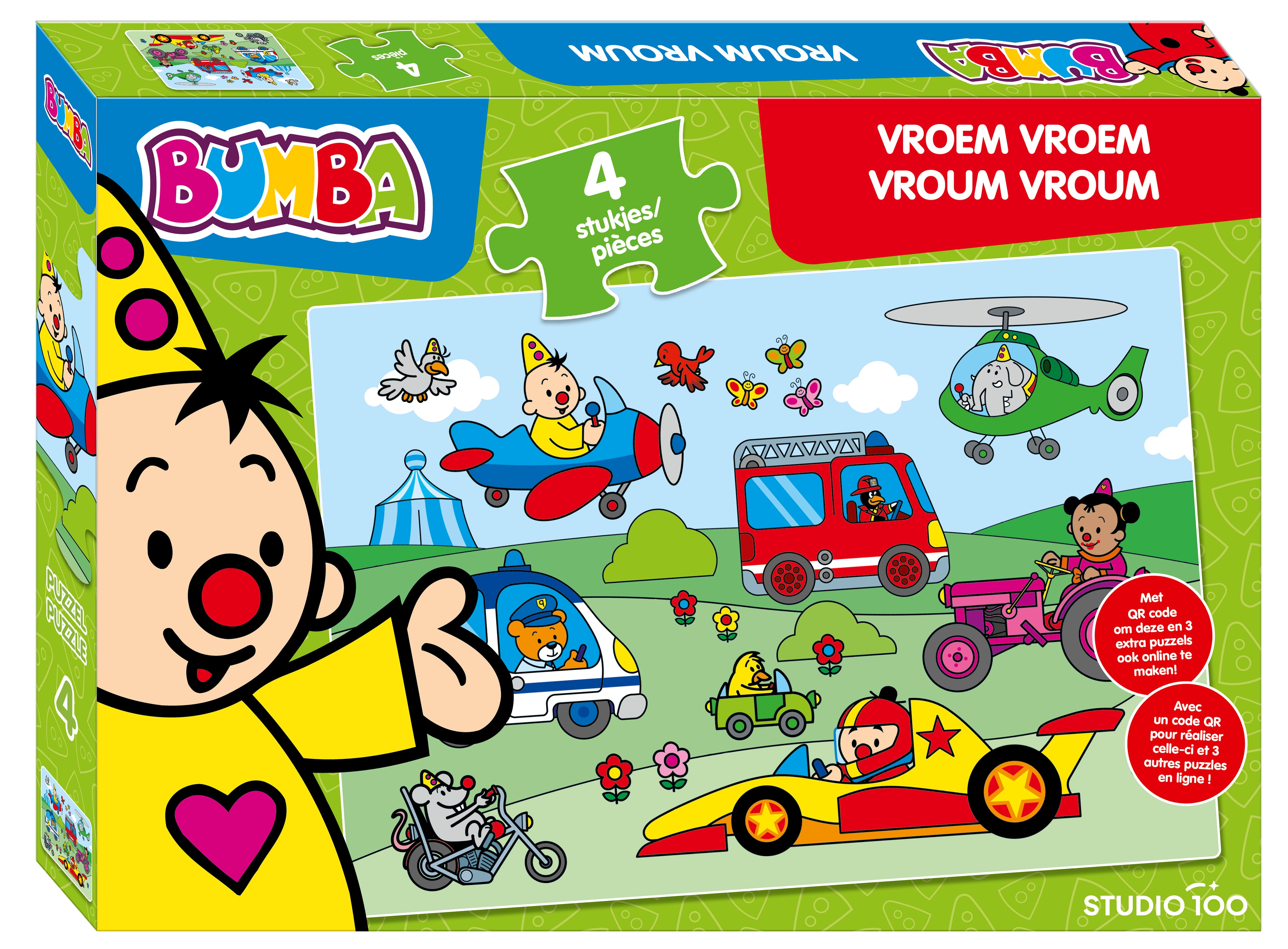 Bumba Puzzel Vroem vroem - 4 stukken