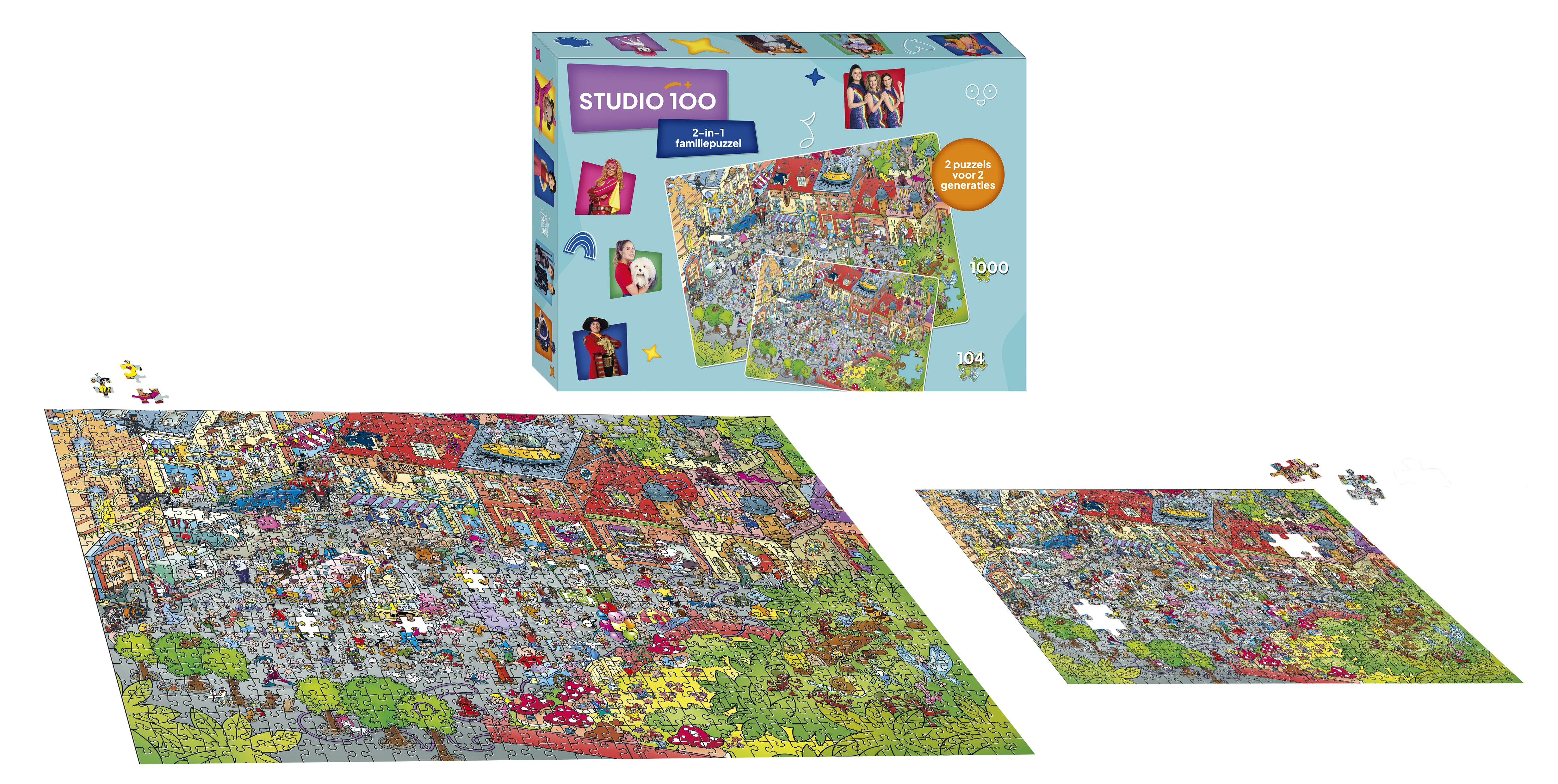 Studio 100 30 jaar Studio 100 - 2 puzzels in 1 - 104 & 1000 stukjes - FSC