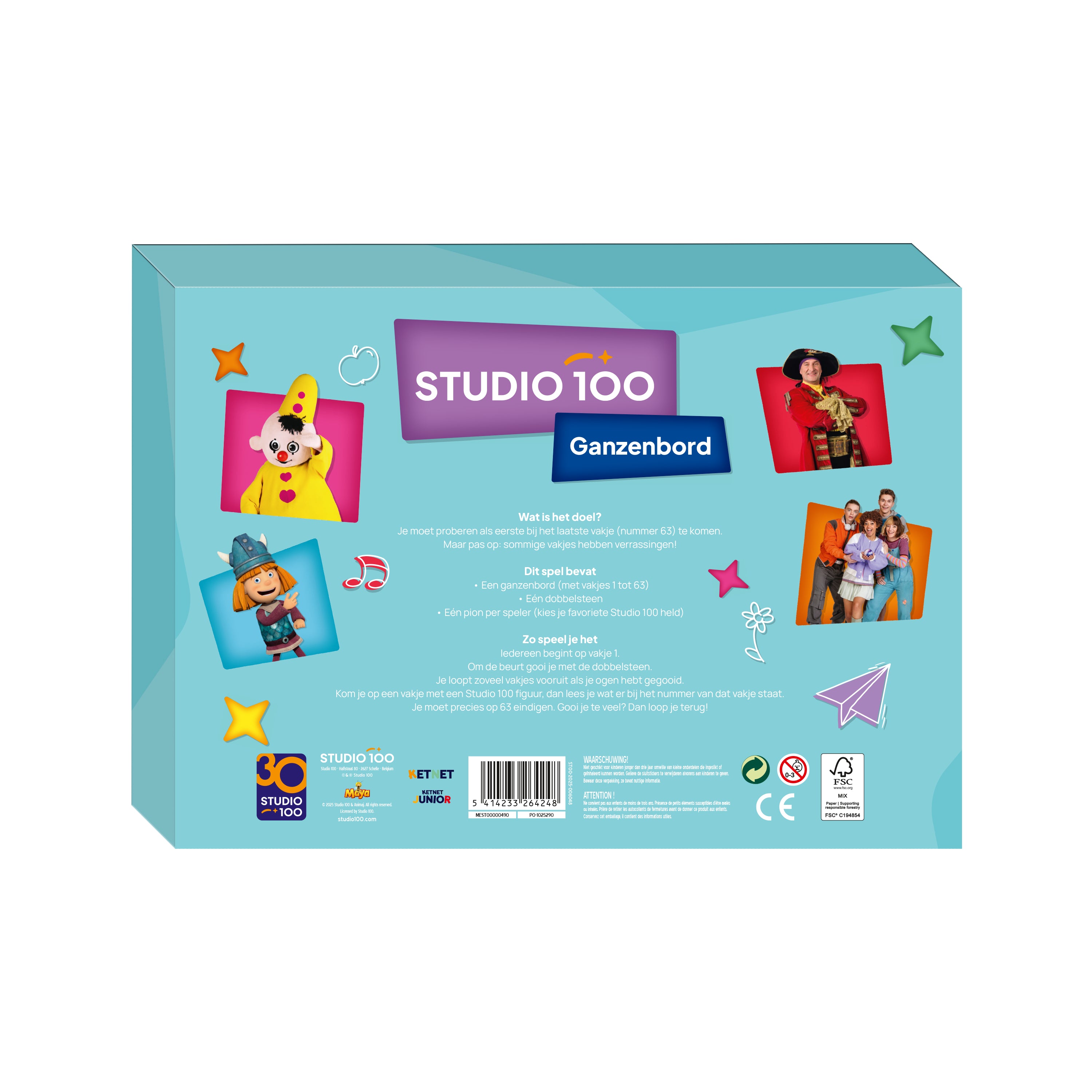 Studio 100 Ganzenbord 30 jaar Studio 100 - Met dobbelstenen en Pionnen