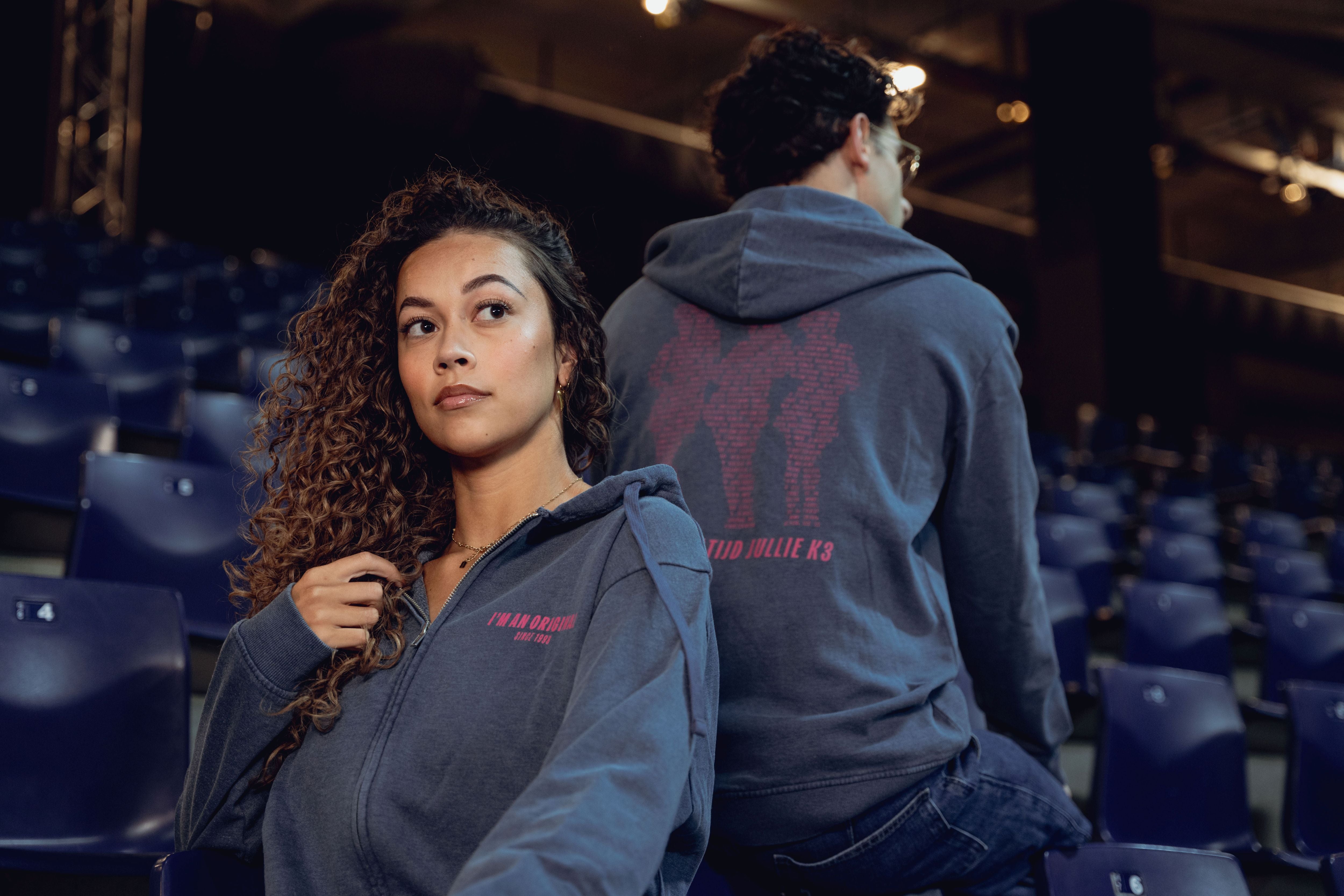 K3 Originals Hoodie met rits washed blue