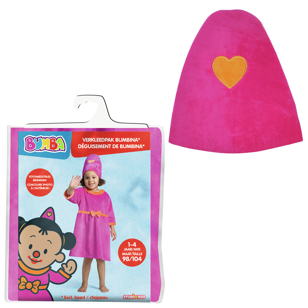 Bumba Verkleedkleding "Verkleedpak Bumbina" - 1-4 Jaar - Maat 98/104 + "Hoedje" Bundel
