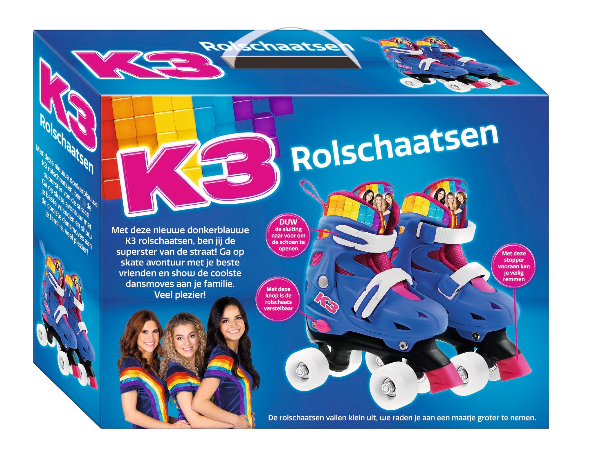 K3 Rolschaatsen "Regenboog Met verstelbare schoen" – Maat 34/37