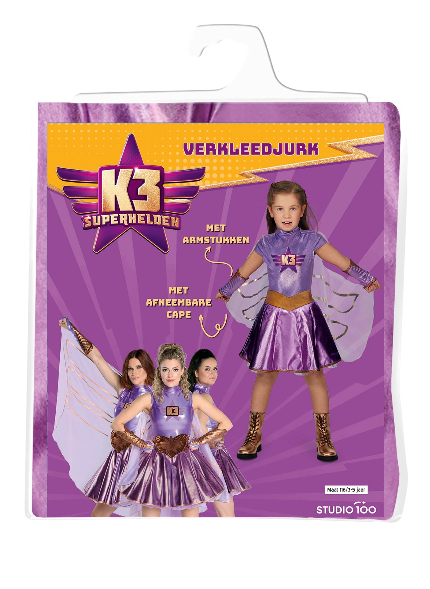 K3 - Verkleedkleding - Verkleedjurk superhelden - 3 tot 5 jaar - Maat 116