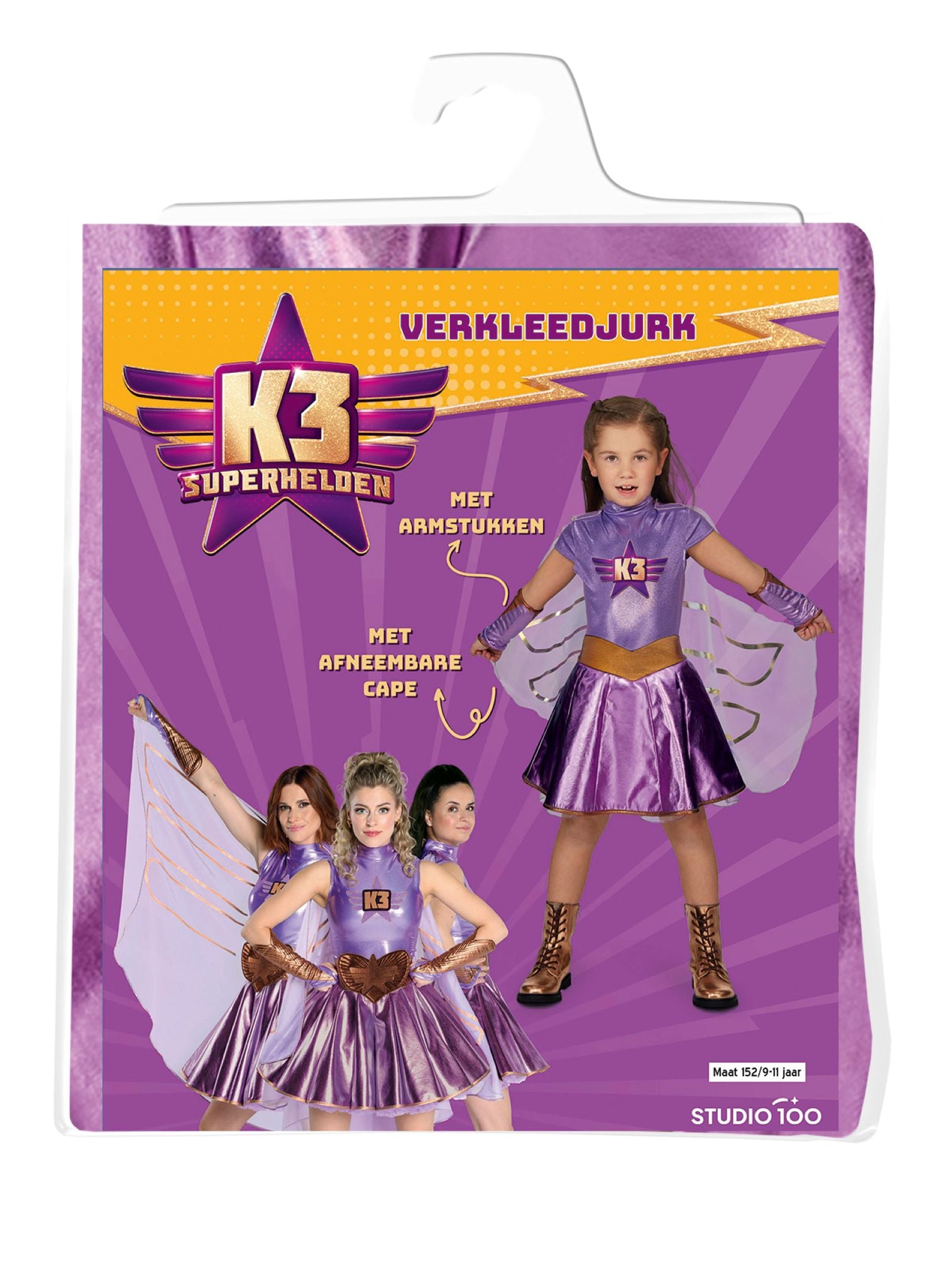 K3 - Verkleedkleding - Verkleedjurk superhelden - 9 tot 11 jaar - Maat 152