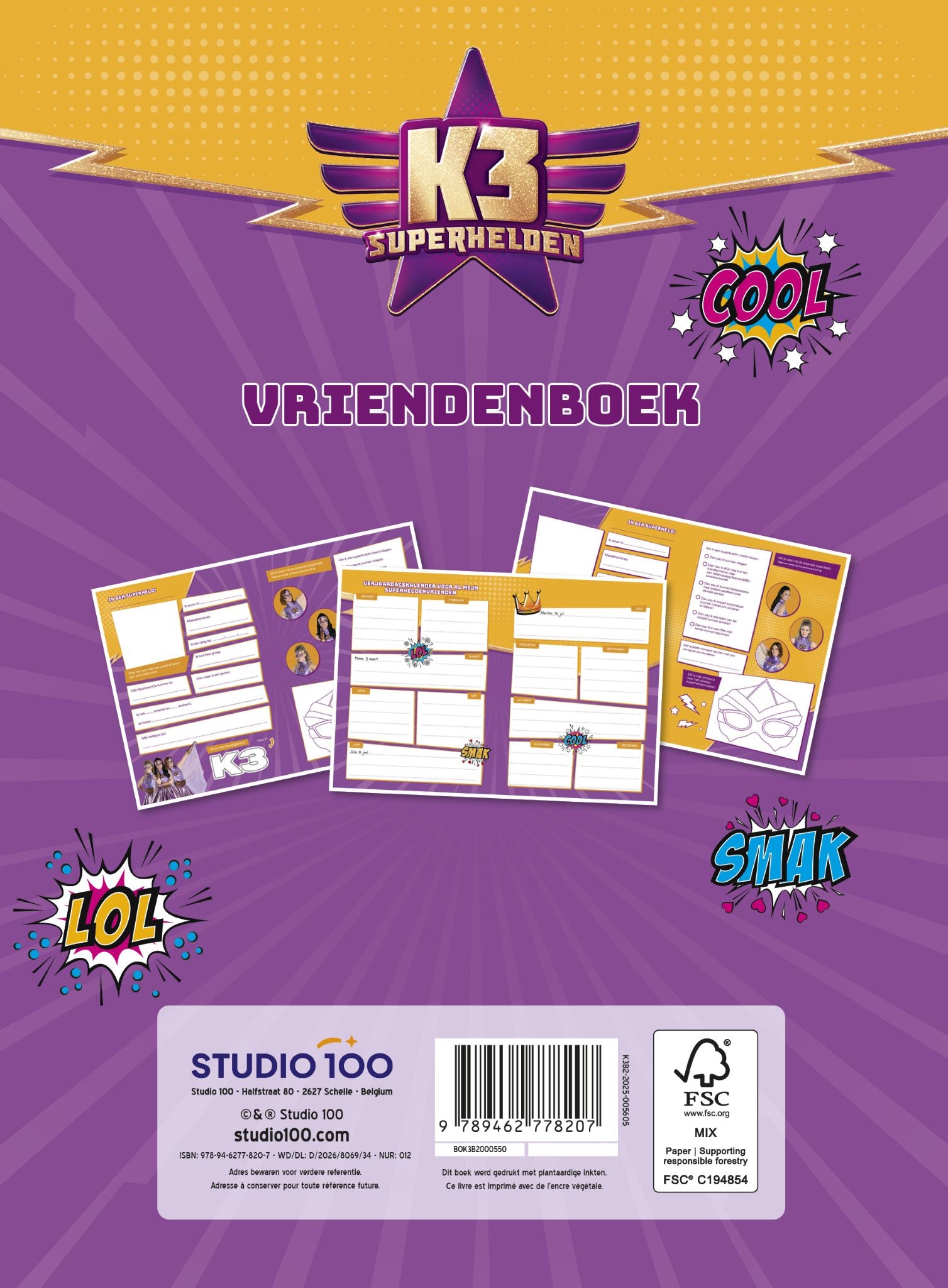K3 - Vriendenboek - Superhelden - FSC
